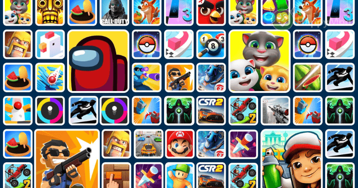Popular modded Android game icons featured on HappyMod.ws including Among Us, Call of Duty, and Temple Run with unlocked features.