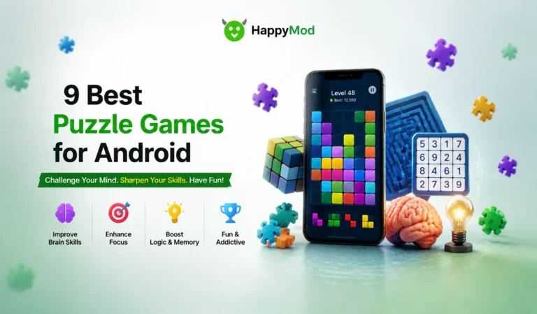 Best puzzle games for Android showing popular puzzle categories, brain challenges, logic games, and strategy gameplay on a smartphone
