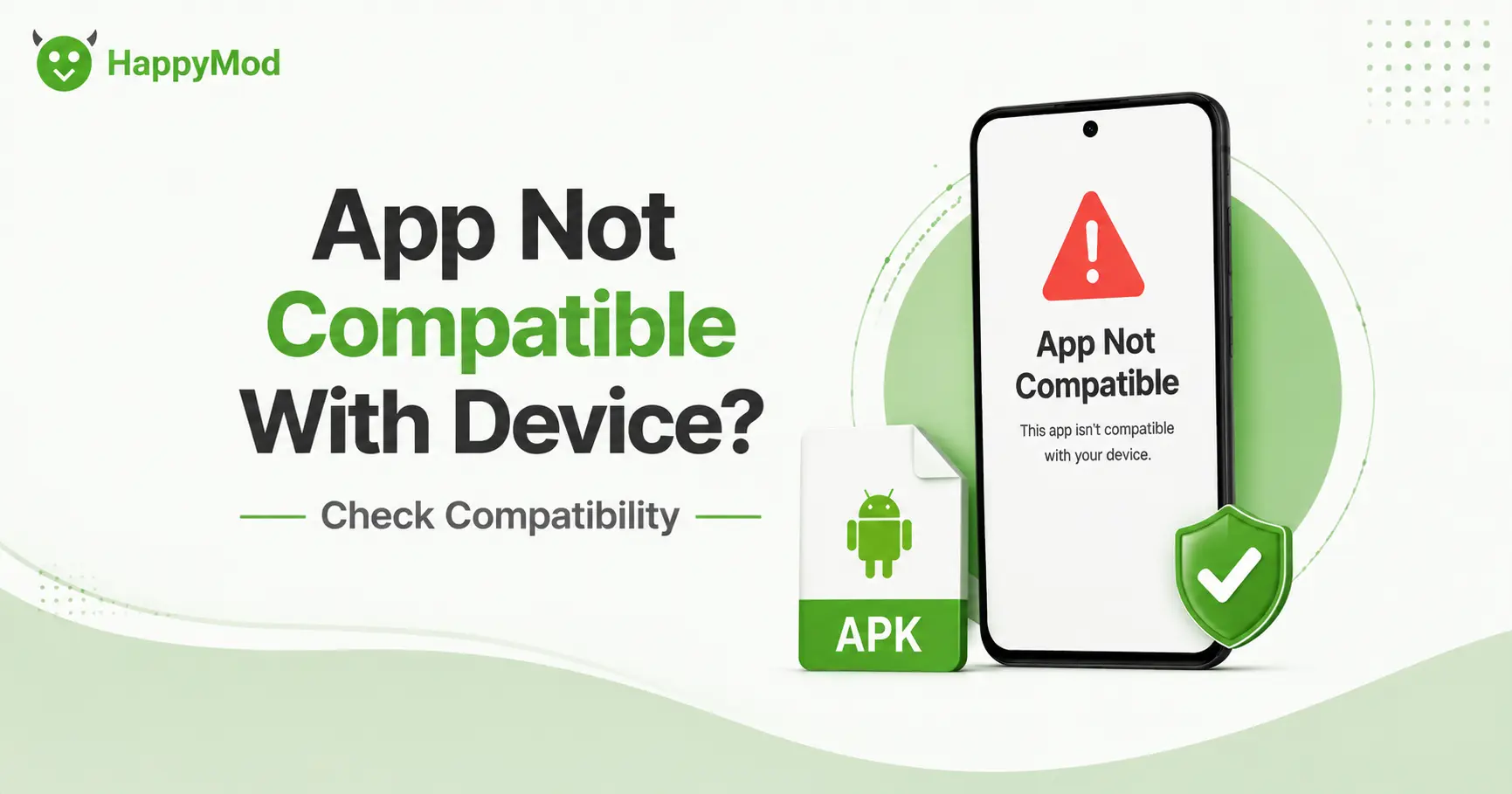 Android phone showing app not compatible error with APK file and compatibility check information
